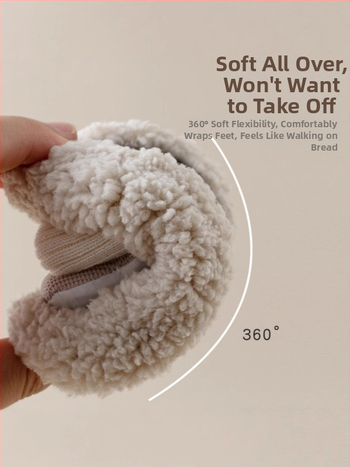 Βρεφικά παπούτσια με επένδυση φλίς για άνοιξη-χειμώνα, unisex, ψηλό ύψος, παχύ υλικό, σχέδιο καρτούν, 100% πολυεστέρας