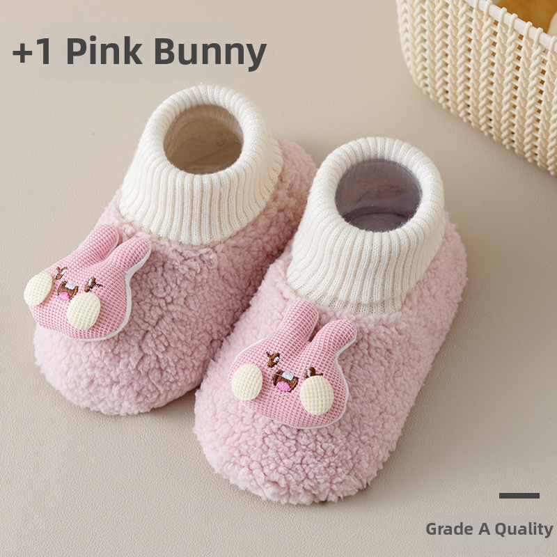 Βρεφικά παπούτσια με επένδυση φλίς για άνοιξη-χειμώνα, unisex, ψηλό ύψος, παχύ υλικό, σχέδιο καρτούν, 100% πολυεστέρας