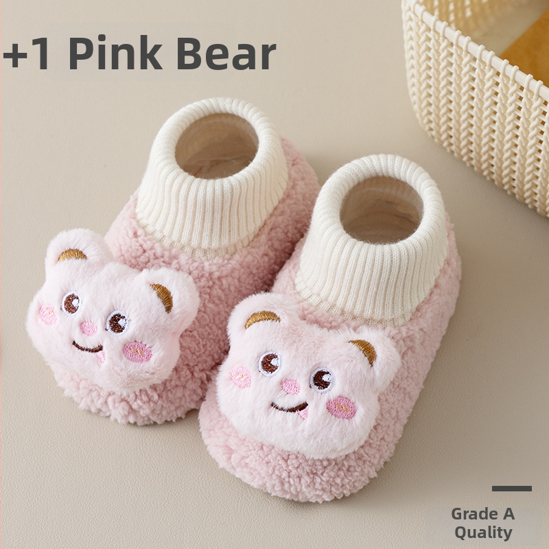 Βρεφικά παπούτσια με επένδυση φλίς για άνοιξη-χειμώνα, unisex, ψηλό ύψος, παχύ υλικό, σχέδιο καρτούν, 100% πολυεστέρας