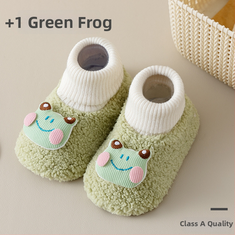 Βρεφικά παπούτσια με επένδυση φλίς για άνοιξη-χειμώνα, unisex, ψηλό ύψος, παχύ υλικό, σχέδιο καρτούν, 100% πολυεστέρας