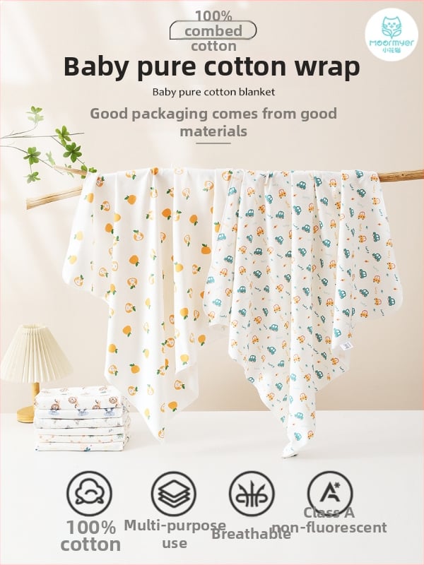 2 komada swaddle za novorođenčad – pamuk 95%+, uzorak životinja/cartoon, Klasa A, za sve sezone, mekano