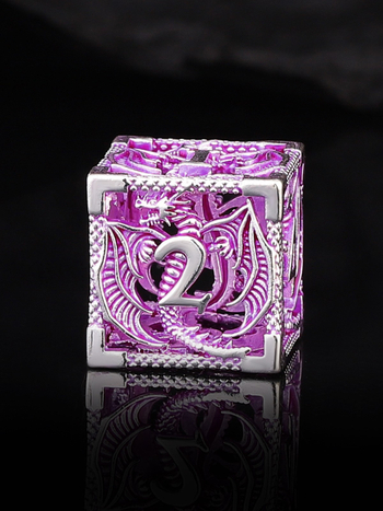 Комплект медни полиедрални зарове за D&D, драконски дизайн, 7 броя