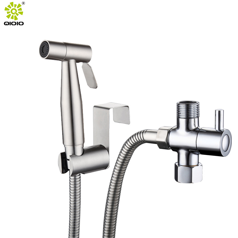 Set tuš-pištolj za WC od nehrđajućeg čelika, zidni montažni, YC-8533 model, funkcije: raspršivanje, masaža i kiša, 0-90°C