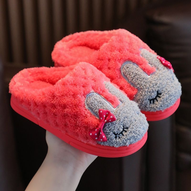 Gyermekek pamut belső használatra készült papucs, puha TPR talp, pamut felsőrész, mesefigurás mintázat, 1–3 éveseknek