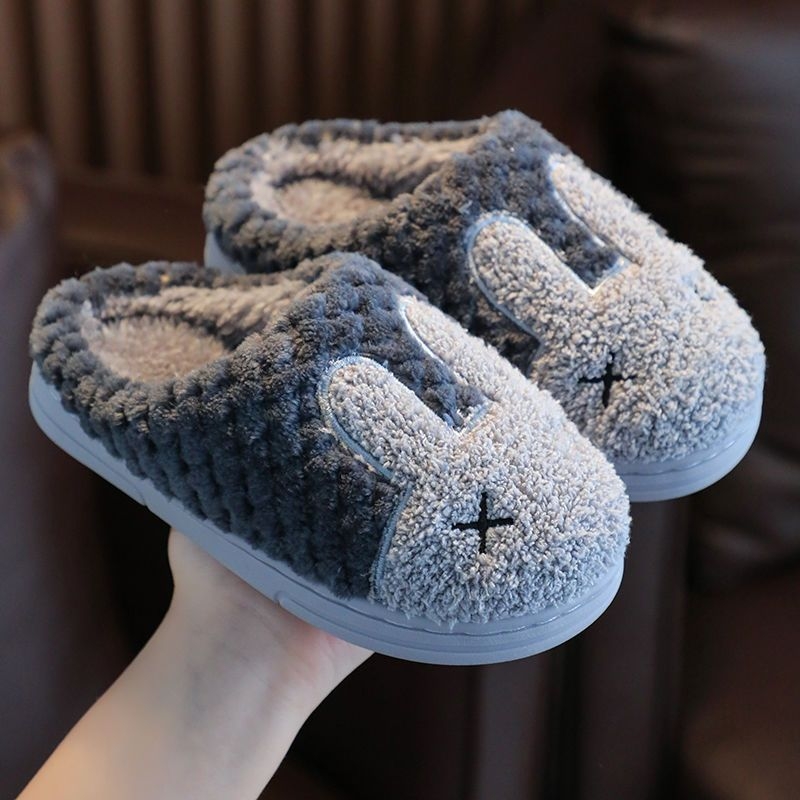 Gyermekek pamut belső használatra készült papucs, puha TPR talp, pamut felsőrész, mesefigurás mintázat, 1–3 éveseknek