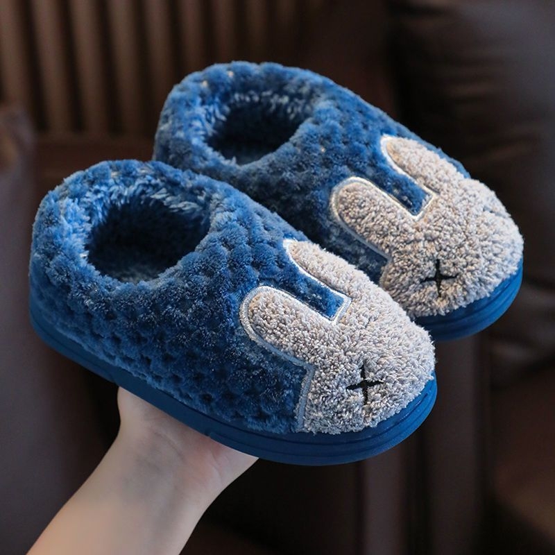 Gyermekek pamut belső használatra készült papucs, puha TPR talp, pamut felsőrész, mesefigurás mintázat, 1–3 éveseknek