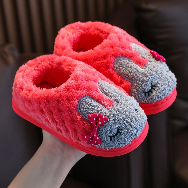 Gyermekek pamut belső használatra készült papucs, puha TPR talp, pamut felsőrész, mesefigurás mintázat, 1–3 éveseknek