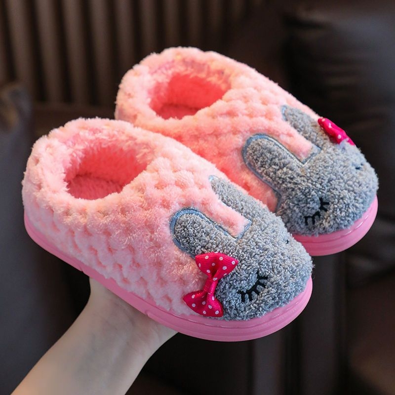 Gyermekek pamut belső használatra készült papucs, puha TPR talp, pamut felsőrész, mesefigurás mintázat, 1–3 éveseknek