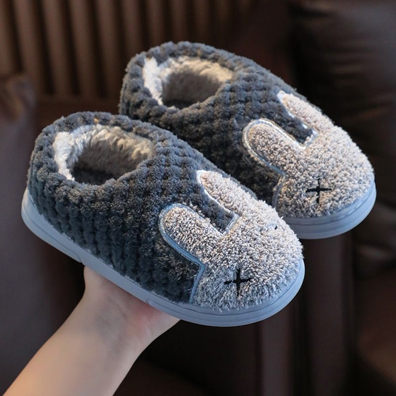 Gyermekek pamut belső használatra készült papucs, puha TPR talp, pamut felsőrész, mesefigurás mintázat, 1–3 éveseknek