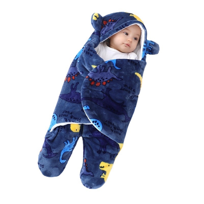 Flanelna zavojnica za bebe za jesen/zimu, novorođenče spavaća vreća, uzorak životinja