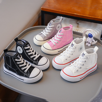 Παιδικά καμβά παπούτσια υψηλού ύψους με Velcro, Κορεατικό στυλ, διαπνέοντα, αντιολισθητική σόλα