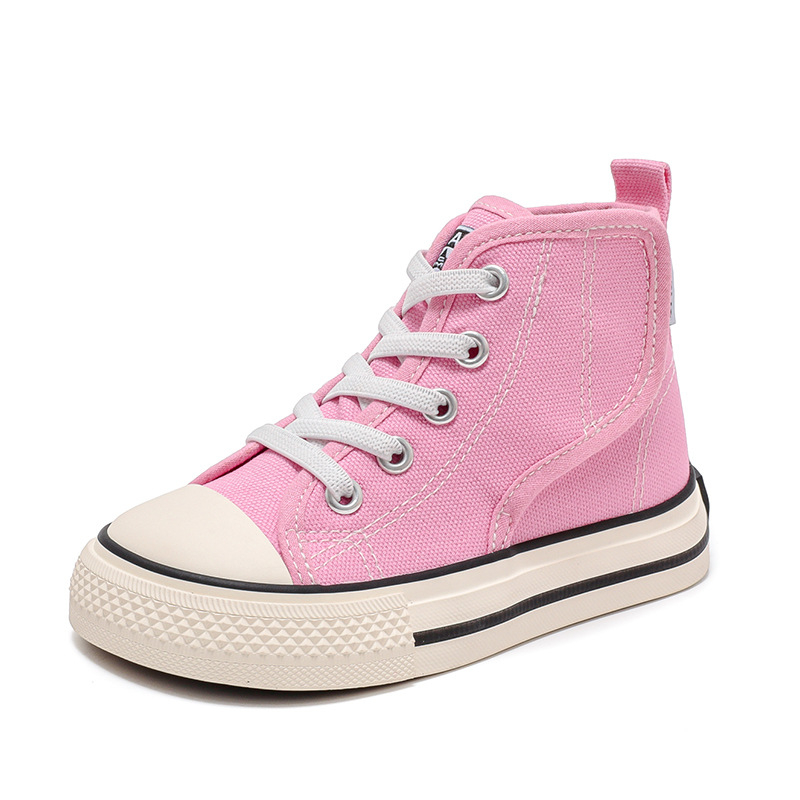 Παιδικά καμβά παπούτσια υψηλού ύψους με Velcro, Κορεατικό στυλ, διαπνέοντα, αντιολισθητική σόλα