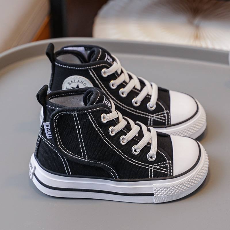 Παιδικά καμβά παπούτσια υψηλού ύψους με Velcro, Κορεατικό στυλ, διαπνέοντα, αντιολισθητική σόλα