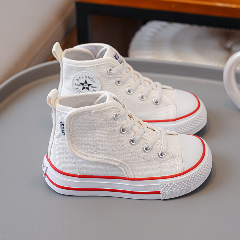 Παιδικά καμβά παπούτσια υψηλού ύψους με Velcro, Κορεατικό στυλ, διαπνέοντα, αντιολισθητική σόλα