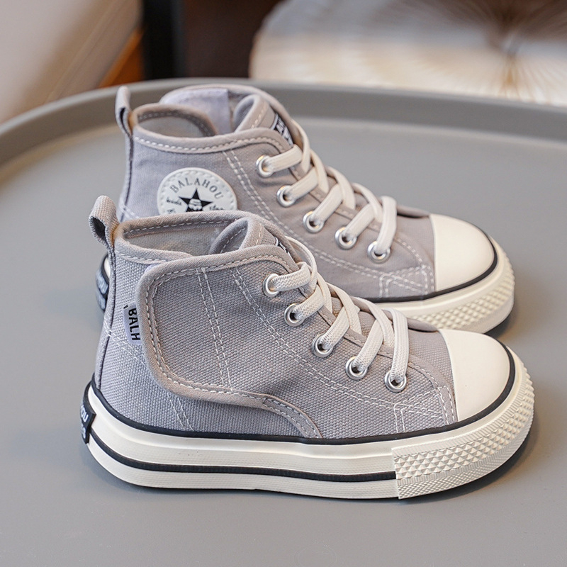 Παιδικά καμβά παπούτσια υψηλού ύψους με Velcro, Κορεατικό στυλ, διαπνέοντα, αντιολισθητική σόλα