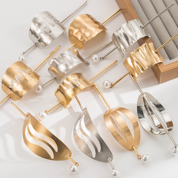 Agrafă de păr geometrică din aliaj, model ondulat concav-convex, stil modern minimalist, finisaj electroplacat