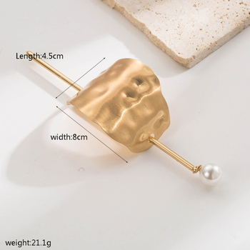 Agrafă de păr geometrică din aliaj, model ondulat concav-convex, stil modern minimalist, finisaj electroplacat