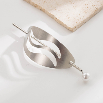 Agrafă de păr geometrică din aliaj, model ondulat concav-convex, stil modern minimalist, finisaj electroplacat