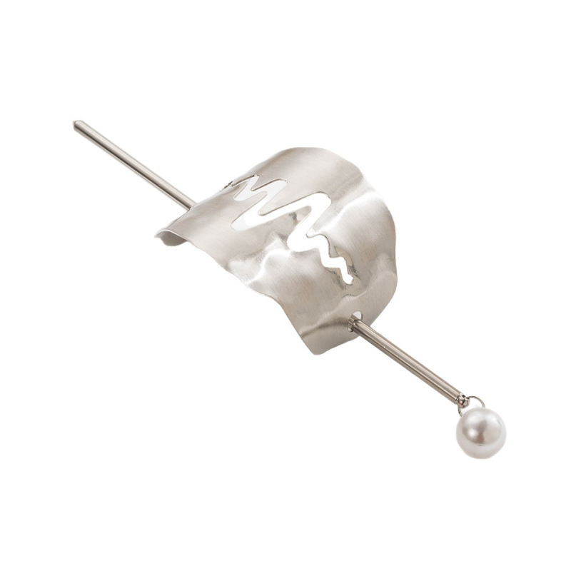 Agrafă de păr geometrică din aliaj, model ondulat concav-convex, stil modern minimalist, finisaj electroplacat