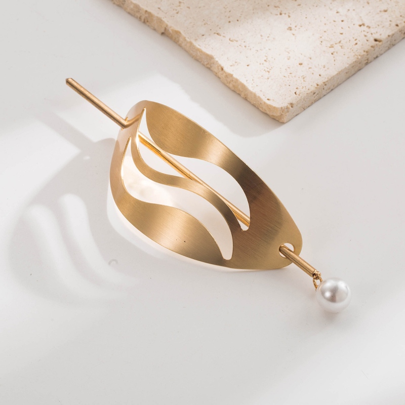 Agrafă de păr geometrică din aliaj, model ondulat concav-convex, stil modern minimalist, finisaj electroplacat