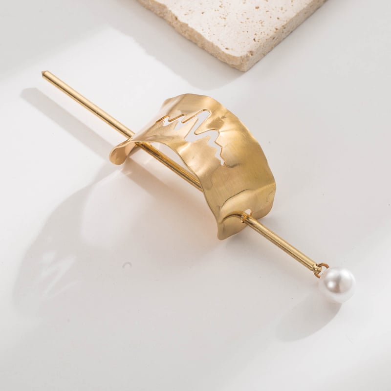 Agrafă de păr geometrică din aliaj, model ondulat concav-convex, stil modern minimalist, finisaj electroplacat