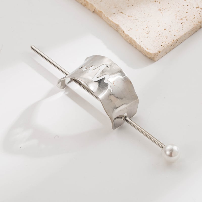 Agrafă de păr geometrică din aliaj, model ondulat concav-convex, stil modern minimalist, finisaj electroplacat