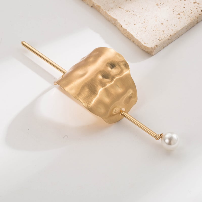 Agrafă de păr geometrică din aliaj, model ondulat concav-convex, stil modern minimalist, finisaj electroplacat