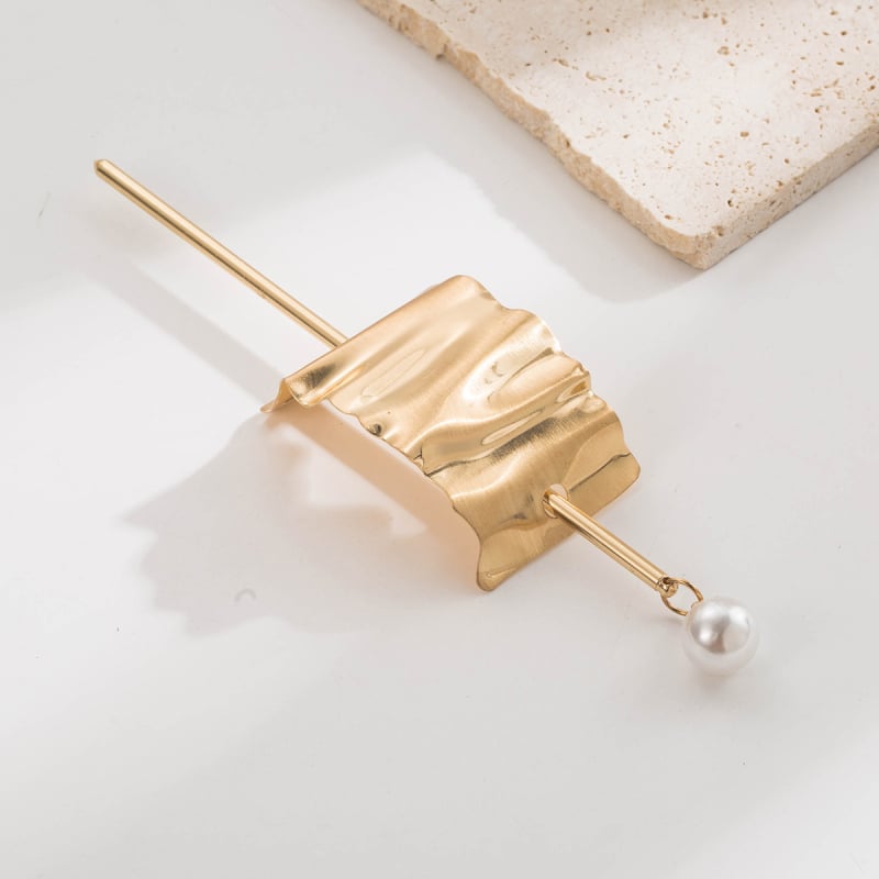 Agrafă de păr geometrică din aliaj, model ondulat concav-convex, stil modern minimalist, finisaj electroplacat