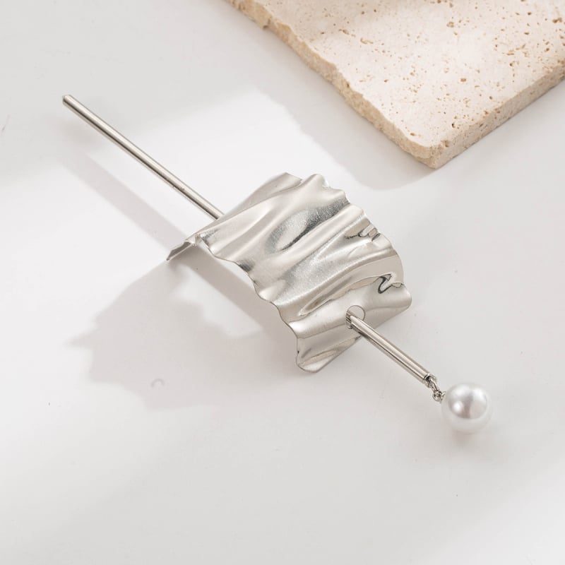 Agrafă de păr geometrică din aliaj, model ondulat concav-convex, stil modern minimalist, finisaj electroplacat