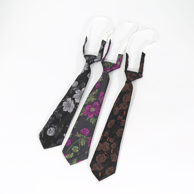 Kravata s cvjetnim jacquard uzorkom, unisex casual stil, veličina 33×7 cm, obične širine, materijal: poliester pređa, jacquard tkanina, oblik cvijeta.