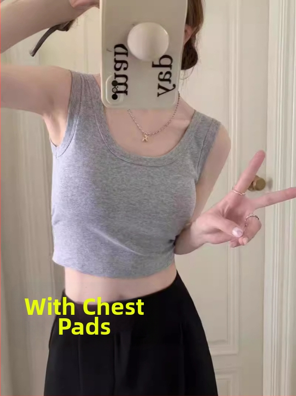 Ženská ultra krátka vesta s výplňou na prsiach a wrap dizajnom - bez rukávov crop top, polyester 90–95%, sling štýl, dvojité ramienka