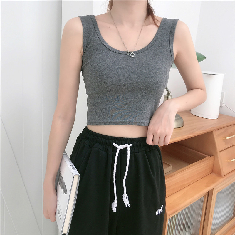 Női ultrakönnyű rövid top mellnél támasztó és wrap dizájnnal - ujjatlan crop top, poliészter 90–95%, sling stílus, dupla pánt