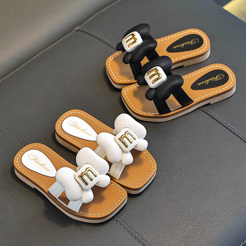 Пантофи за момичета - модел с лък, PVC горна част и подметка, противохлъзгащи, възраст 1–6 години, лято 2025