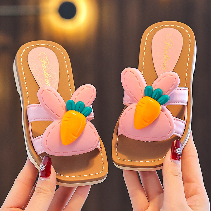 Пантофи за момичета - модел с лък, PVC горна част и подметка, противохлъзгащи, възраст 1–6 години, лято 2025