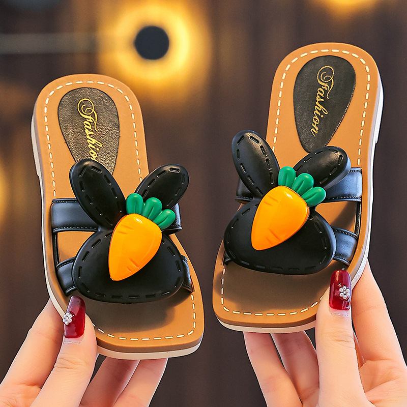 Пантофи за момичета - модел с лък, PVC горна част и подметка, противохлъзгащи, възраст 1–6 години, лято 2025