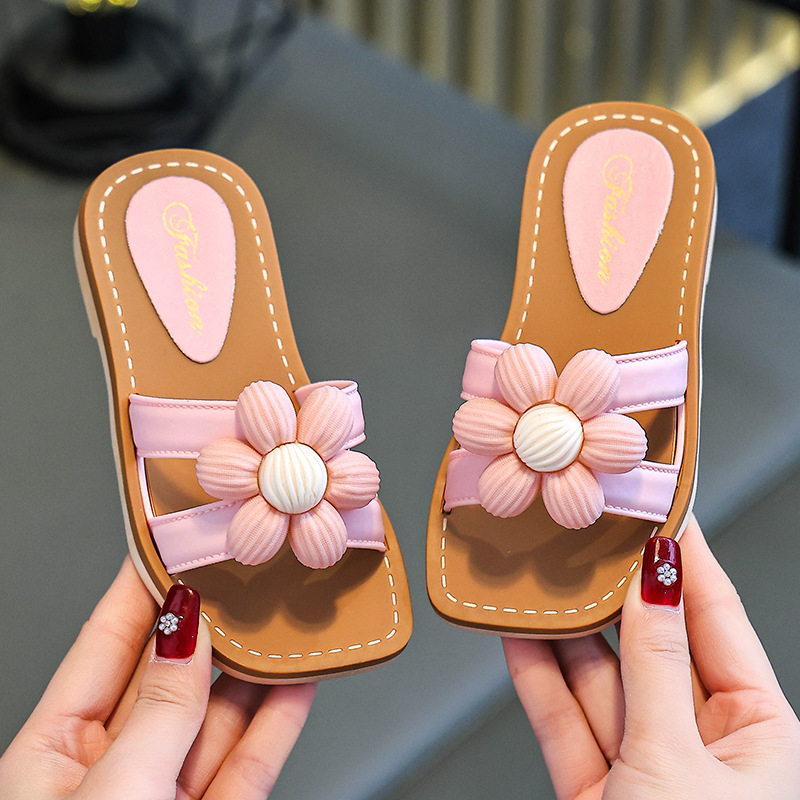 Пантофи за момичета - модел с лък, PVC горна част и подметка, противохлъзгащи, възраст 1–6 години, лято 2025