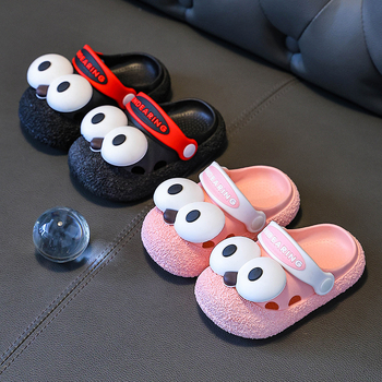 Sandale de plajă pentru copii din PVC, talpă groasă antiderapantă, vârf închis, design drăguț cu ochi mari, pentru 3–9 ani (vara 2025)