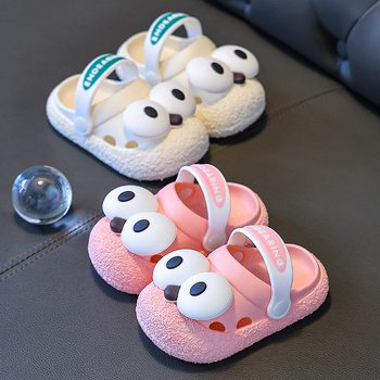 Sandale de plajă pentru copii din PVC, talpă groasă antiderapantă, vârf închis, design drăguț cu ochi mari, pentru 3–9 ani (vara 2025)