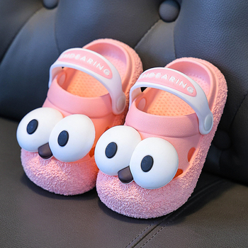 Sandale de plajă pentru copii din PVC, talpă groasă antiderapantă, vârf închis, design drăguț cu ochi mari, pentru 3–9 ani (vara 2025)