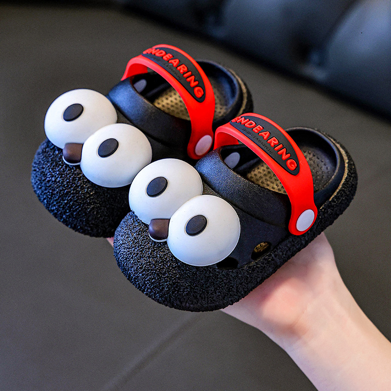 Sandale de plajă pentru copii din PVC, talpă groasă antiderapantă, vârf închis, design drăguț cu ochi mari, pentru 3–9 ani (vara 2025)