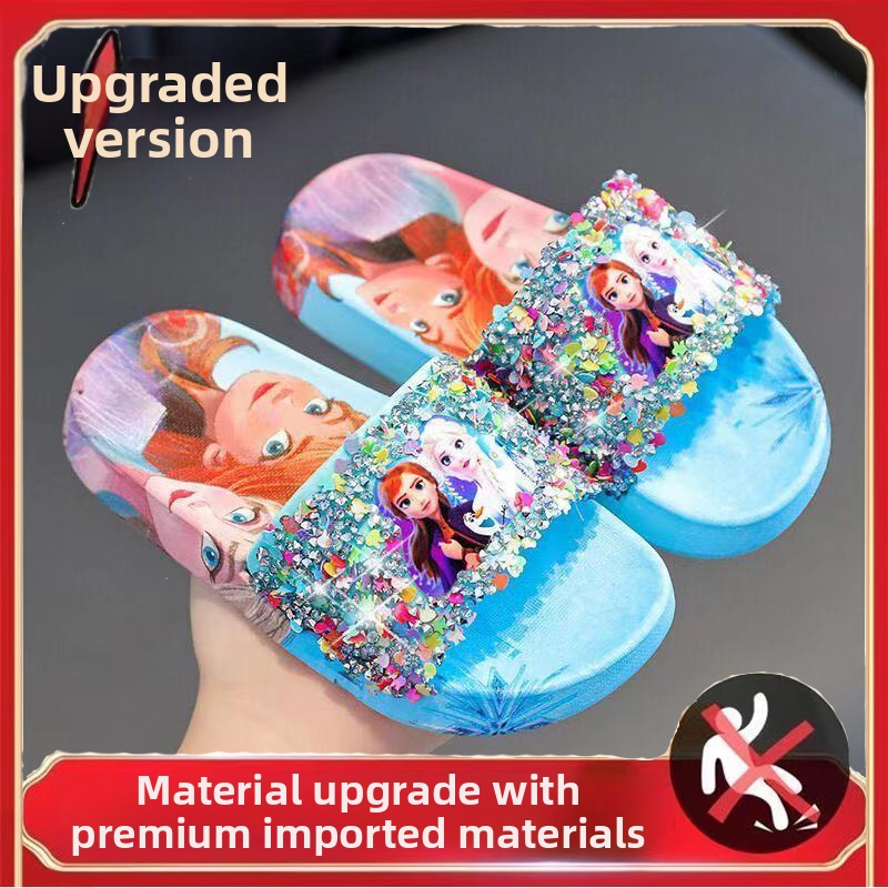 Детски флип-флопи в принцес стил, EVA горна част, EVA подметка, антихлъзгащи