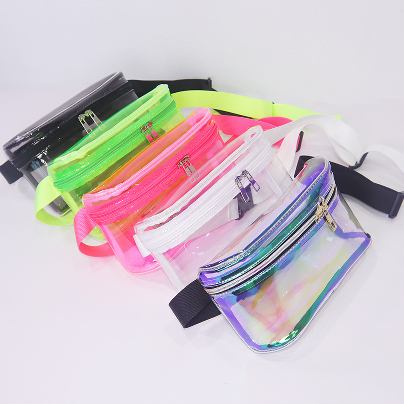Ženska pojas torba od PVC s poklopcem, gradski stil, zatvaranje zipom, unutarnja džep s zipom