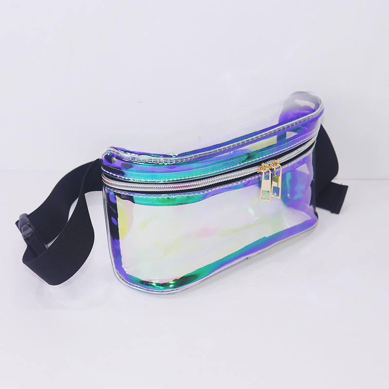 Ženska pojas torba od PVC s poklopcem, gradski stil, zatvaranje zipom, unutarnja džep s zipom