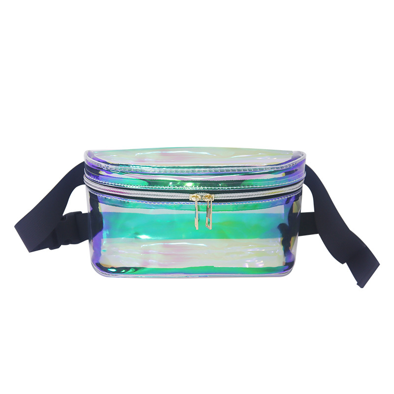 Ženska pojas torba od PVC s poklopcem, gradski stil, zatvaranje zipom, unutarnja džep s zipom