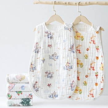 Sac de dormit pentru sugari vară, bumbac 100%, fără mâneci, umplutură din bumbac, design desene animate