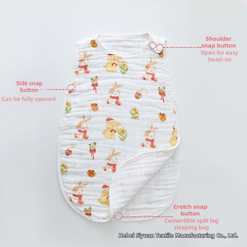 Sac de dormit pentru sugari vară, bumbac 100%, fără mâneci, umplutură din bumbac, design desene animate