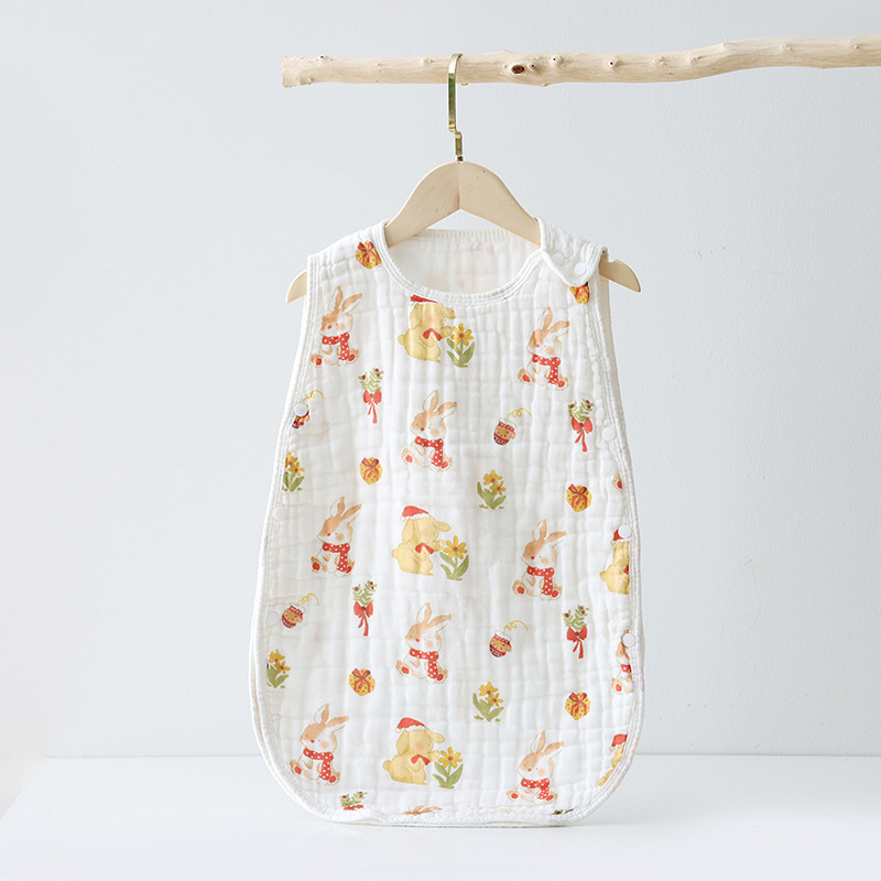 Sac de dormit pentru sugari vară, bumbac 100%, fără mâneci, umplutură din bumbac, design desene animate