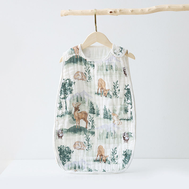 Sac de dormit pentru sugari vară, bumbac 100%, fără mâneci, umplutură din bumbac, design desene animate