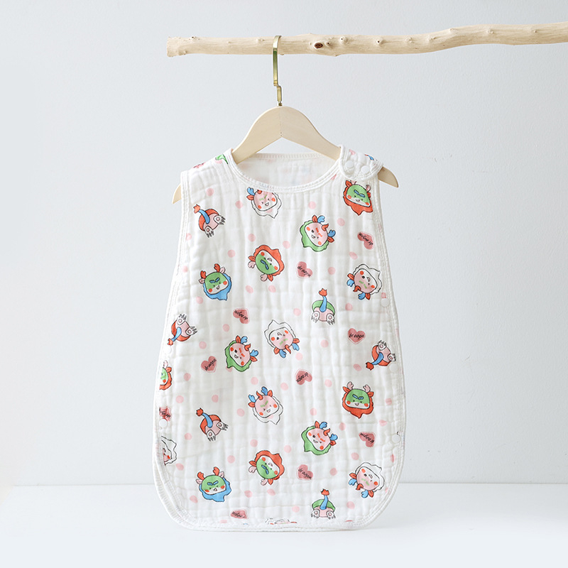 Sac de dormit pentru sugari vară, bumbac 100%, fără mâneci, umplutură din bumbac, design desene animate