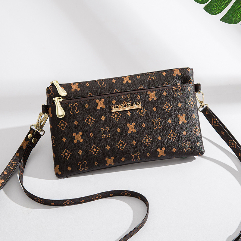PU kvadratna torba preko ramena, crossbody stil, zatvarač, poliester podstava, unutarnji pretinci za telefon i ID